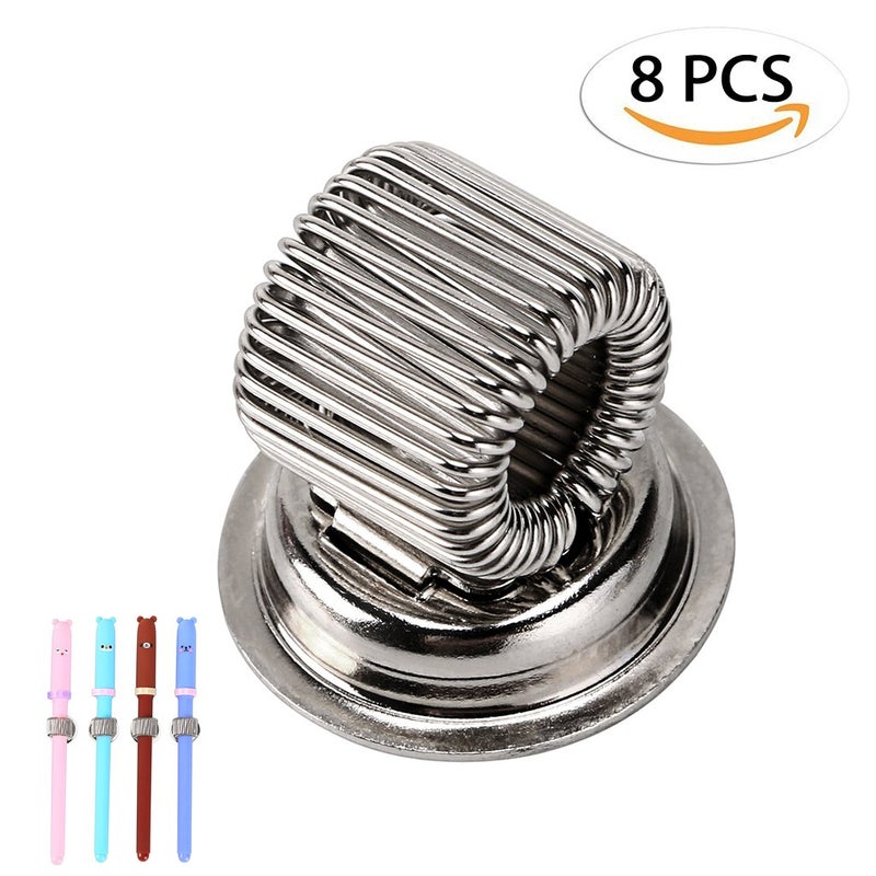 BTSKYÂ® Stainless Steel Magnetic Pen Holder Clips- Magnetic Pen Clip Holder Fit Any Size Pens magnetic push pins for Refrigerator Whiteboard Erase Board and Bulletion Board Map, 8 Pack - Image 2